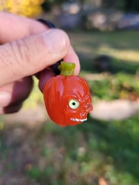 Image 1 of Green eye small Skull Pumpkin Pendant