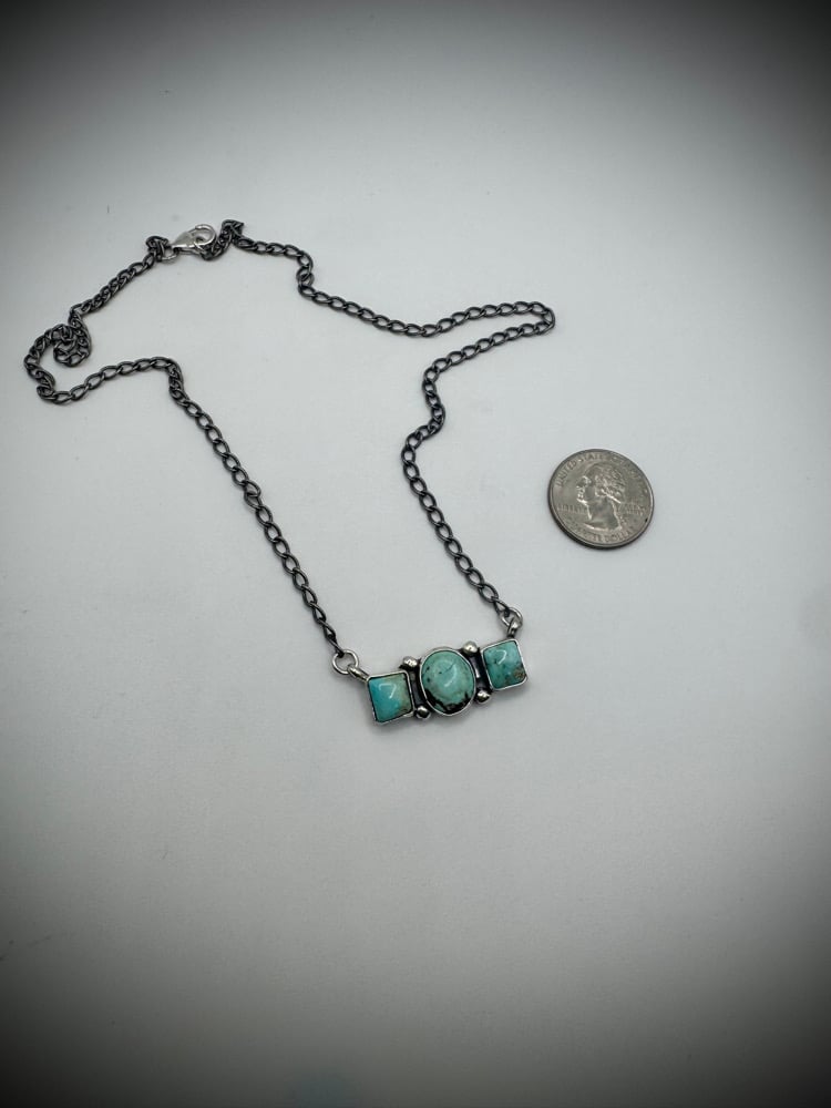 Image of Dry Creek Dainty 3 Stone Bar Necklace 🩵