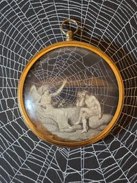 Image 2 of “Paradise lost & Regained  " 1800's engraving  with preserved spider web - 5