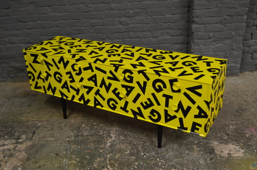 Image of Mid Century Meredew Sideboard Vintage Black and Yellow