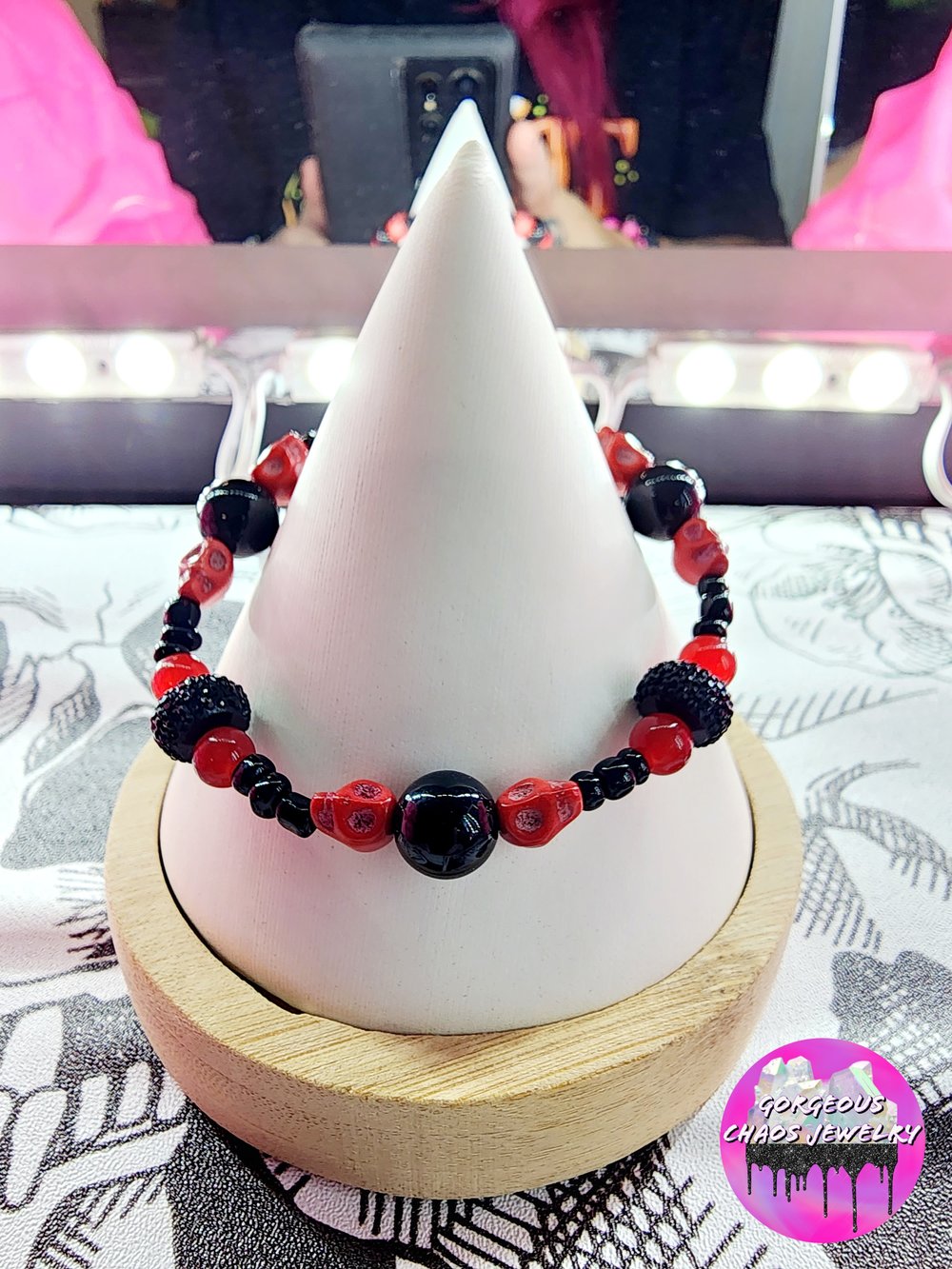 Image of Red n Black Skull Bracelet