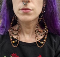 Image 3 of Jasper chained hoops *for stretched ears only*