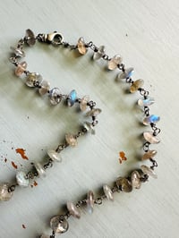 Image 5 of wire wrapped labradorite turquoise and Tahitian pearl necklace