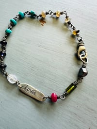 Image 10 of opal turquoise and sterling silver medallion bracelet