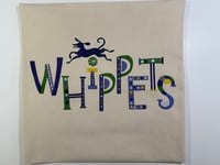 Image 1 of Whippets Cushion Cover - Blue