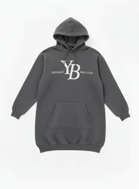 Image 5 of YB Charcoal Long Loose Fit Hoodie Dress