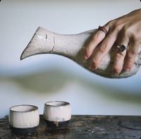 Image 1 of 3 piece Sake set in MOONSTONE (black clay)