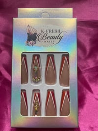 Nails - Long (Red/White Tips Bling)