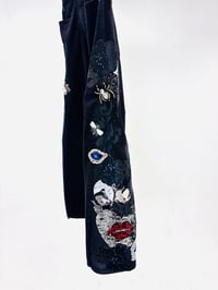 Image 5 of Flower Patchwork Denim Pants (Black)