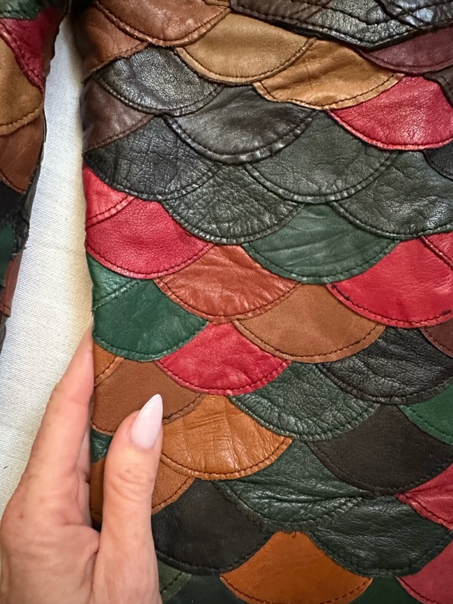 70s scaled leather jacket coat
