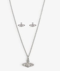 Rhinestone Planet Necklace& Earrings Set