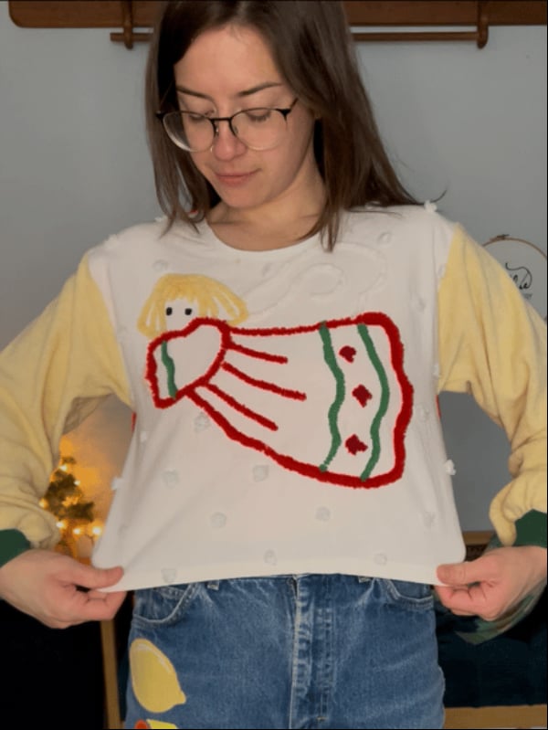 Chenille Angel Holiday Top, size XS-S