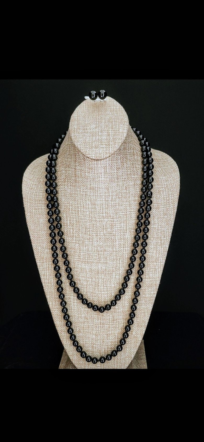 Image of Black Bead Extended Necklace Set 