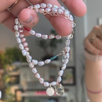 Image 1 of pearl and three charm necklace