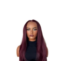 Image 1 of Bordeaux – Deep Wine Red Middle Part Wig