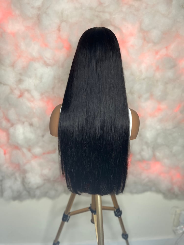 Image of Unice Hair 20 inch 4x4 Body Wave ( But straightened ) Lace Closure  Wig ( middle part ) 