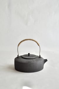 Image 1 of Black Ridged Teapot - Wheel-thrown with Custom Matte Glaze