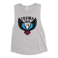 Image 4 of Trump 2024 Patriotic Eagle Ladies’ Muscle Tank from PatriotsCo