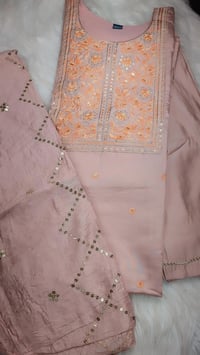 Image 2 of KSV8112-3Pcs Soft Roman Silk Kurtha Set