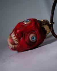 Image 9 of Berserk Egg of the King bleeding eyes pendant, leather cord, brass hardware, OOAK,