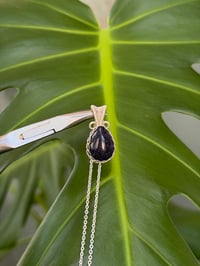 Image 4 of Silver Blue Sandstone Teardrop Crystal Necklace
