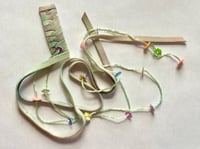 Blue/ pink barrette with blue grey beads