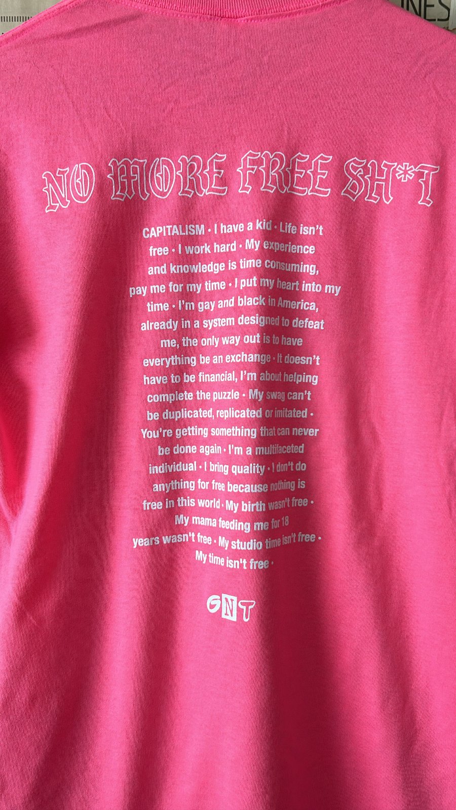 Pink No More Free Sh*t Tee | Good News Threads