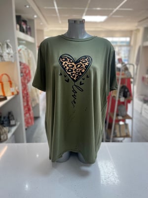 Image of Leopard Print Love Heart T-Shirt