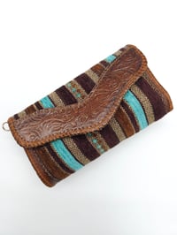 Image 14 of Syrian Leather Clutch Bags Blue Stripes