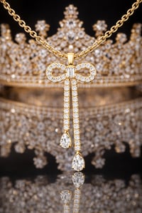 Image 1 of Glass Rhinestone Bow Necklace 