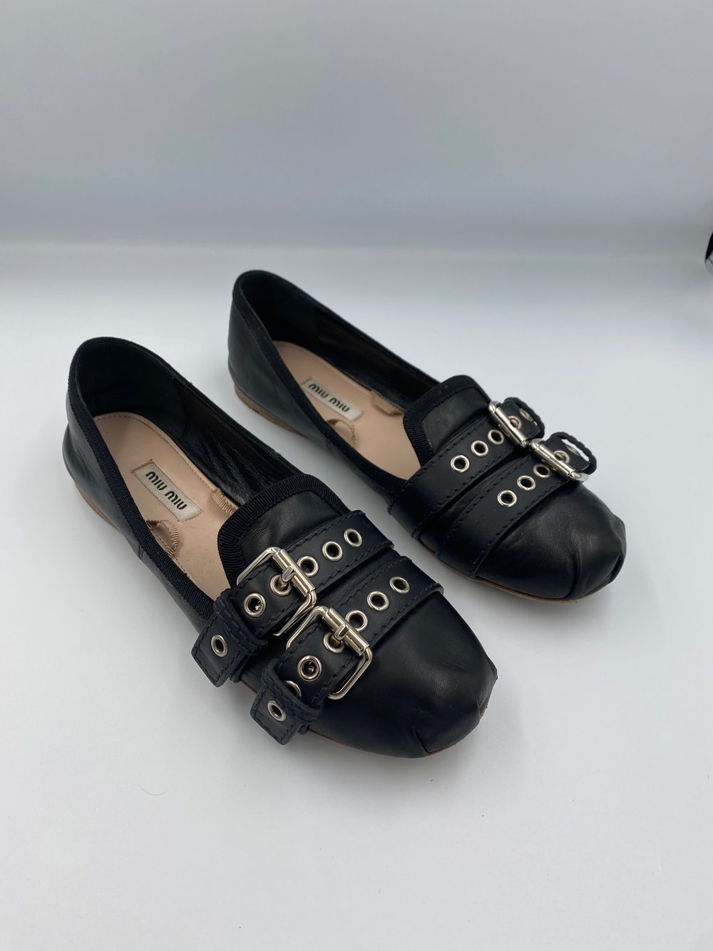 Image of Miu Miu - Leather Ballerinas 38EU