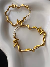 Image 4 of STAINLESS STEEL BARBED WIRE HEART HOOPS 