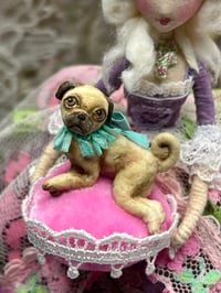 Image 3 of Marie Antoinette with pug, miniature art doll figure