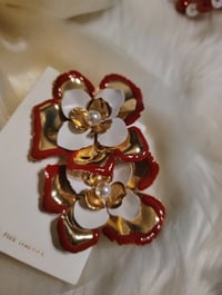 Image 3 of RED & WHITE ROSE EARRINGS 
