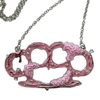 Image 2 of pink zombie brass knuckle necklace 