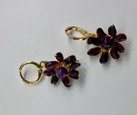 Image 4 of By the Sea Flower Earrings Collection: Genuine Gemstone Hoops | 14k Gold Plated