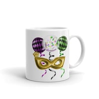 Image 1 of Let's Celebrate, Mardi Gras White glossy mug
