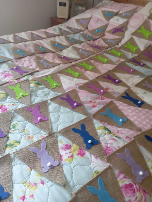 Image of Handmade hessian bunny bunting (customs colours available)