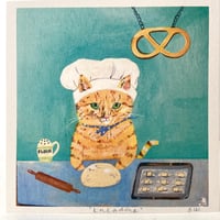 Image 3 of Small square art print -kneading 