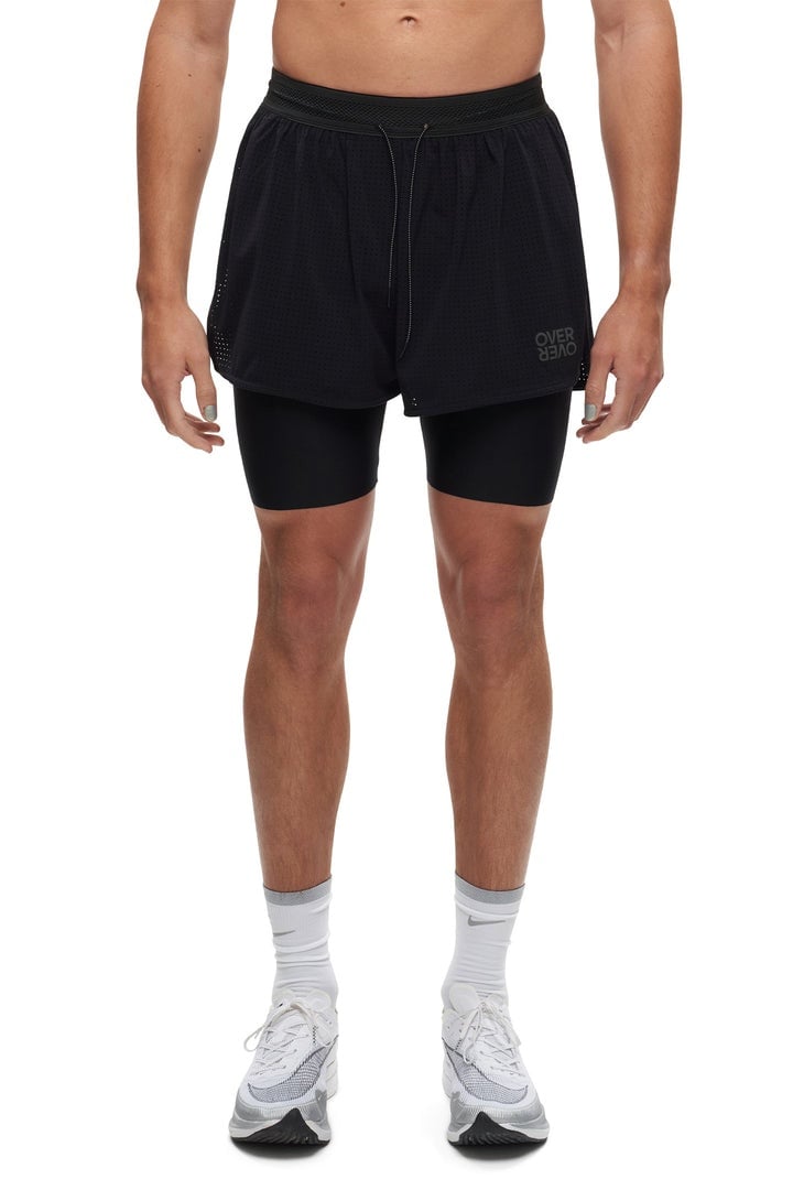 Image of OVER OVER 2 LAYER SHORT BLACK PERFORATED
