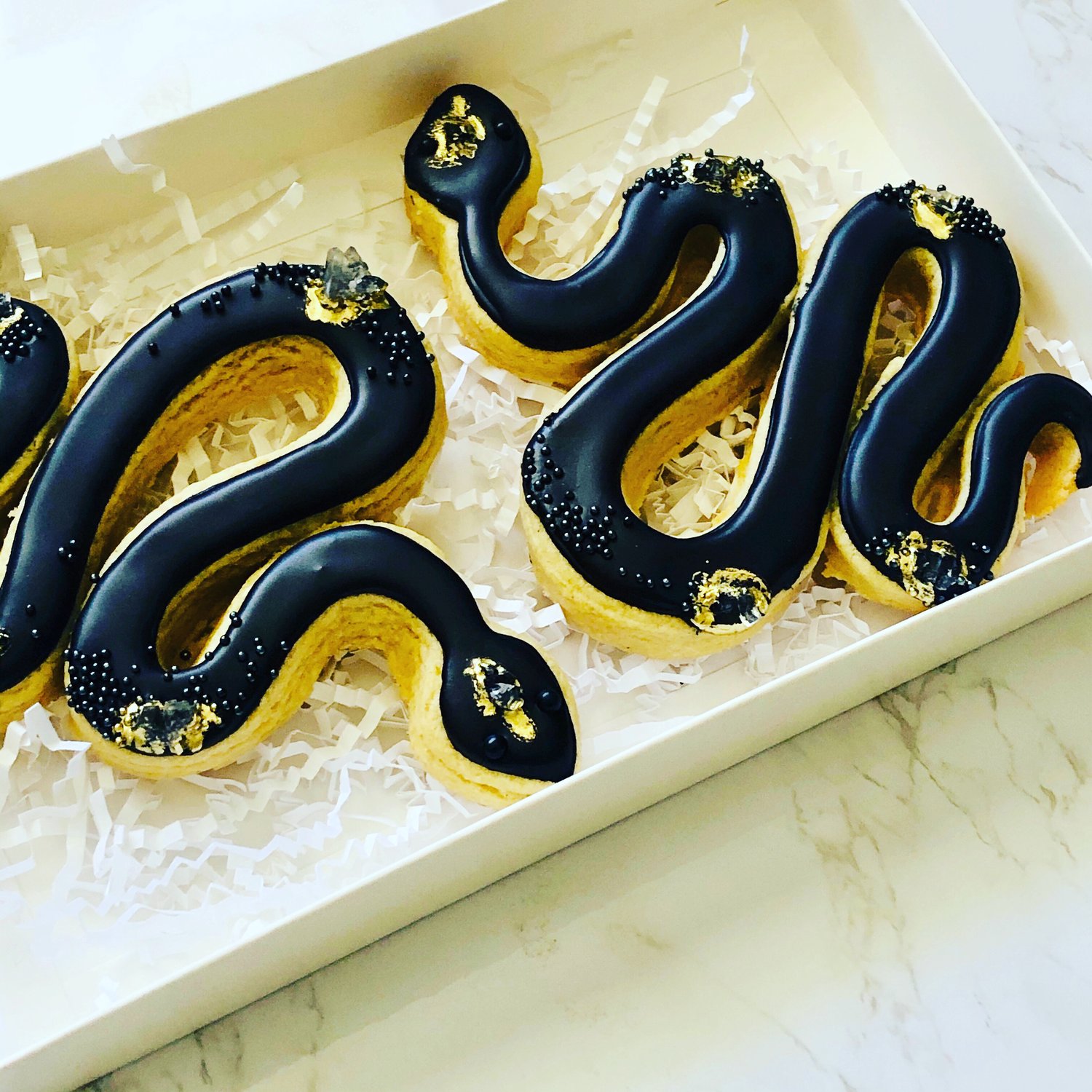 Image of Vanilla Bean Snake Cookies  ( 2 large 6”x5” cookies in a gift box)