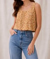 Mustard Floral Cropped Tank sizes 8-20 with free postage 
