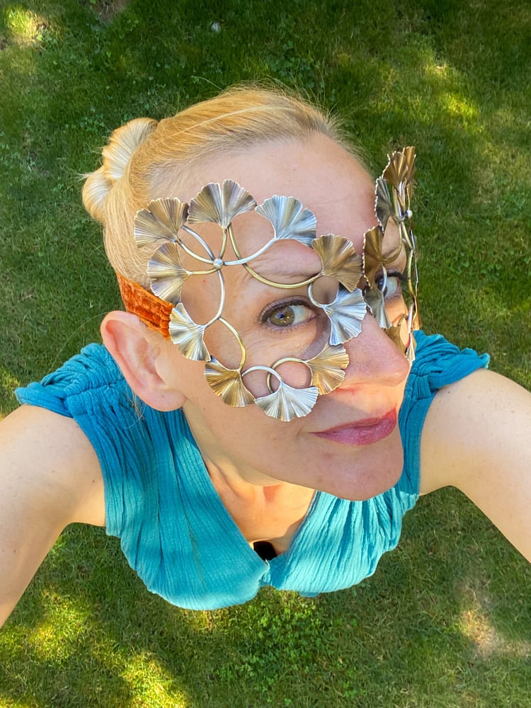 Image of Art Nouveau Ginkgo Brass Sterling Mask