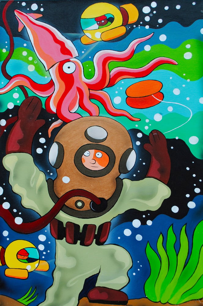 Image of Deep Sea Yo-Yo Diver 24x36 inch canvas painting