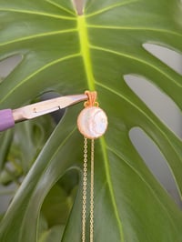Image 4 of Gold Mother of Pearl Coin Crystal Necklace