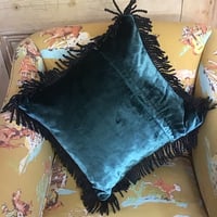Image 8 of Virgin of Guadalupe cushion in real velvet with black fringe