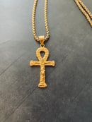 Image 1 of “He Has Risen” 14k Gold Plated Titanium Steel Ankh  Pendant & Chain 