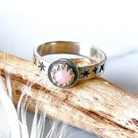 Image 4 of Handmade Steing Silver Celestial Starry Pink Opal Ring 925