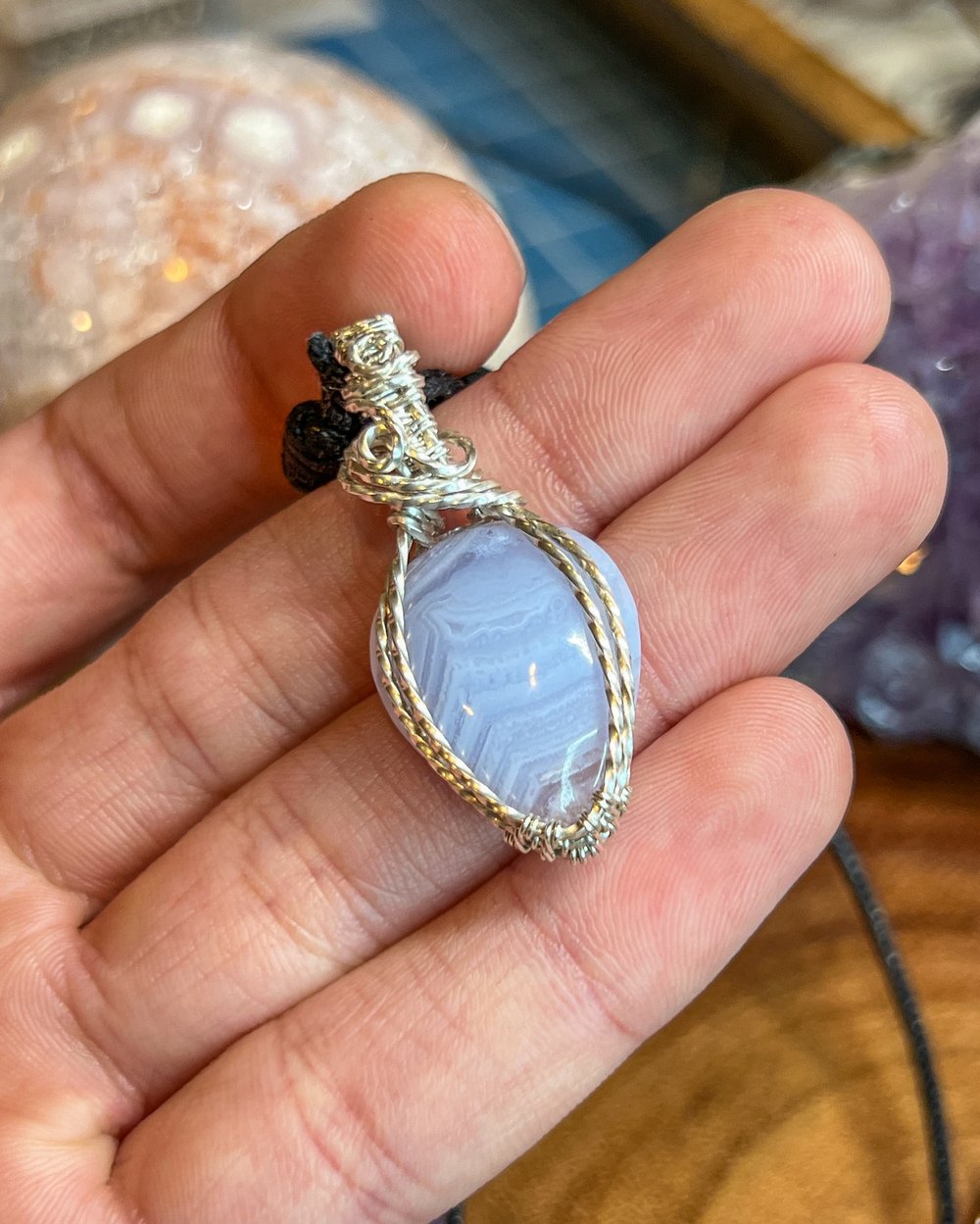 Image of Blue Lace Agate - Sterling Silver Pendant