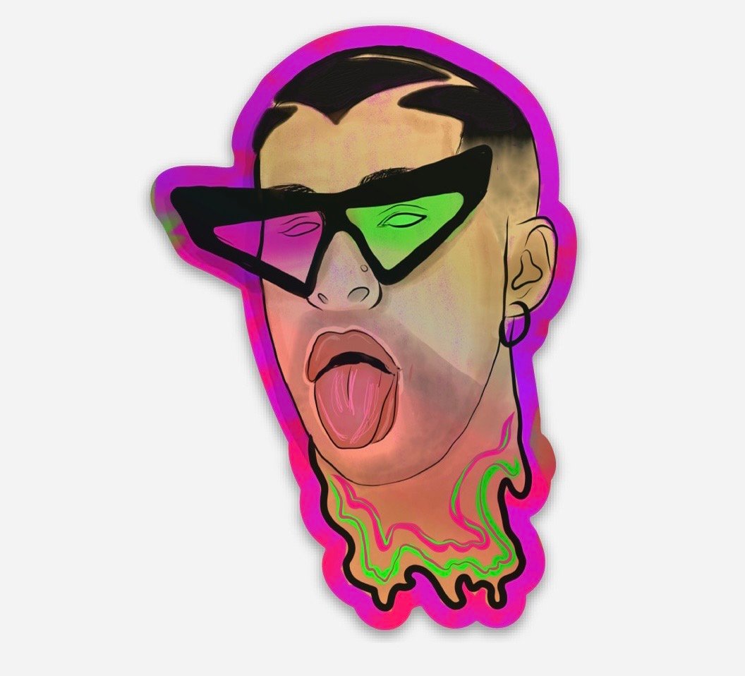 Bad bunny holographic sticker